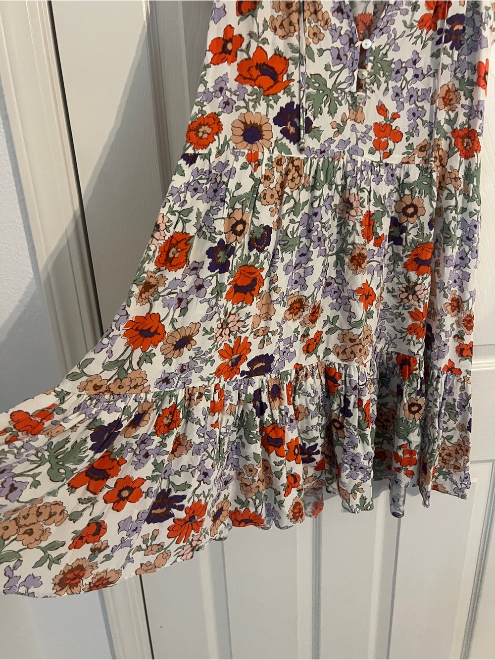 Veronica Beard Floral Boho Tiered Mini Dress Cottagecore Prairie Women’s 6 - Picture 4 of 10